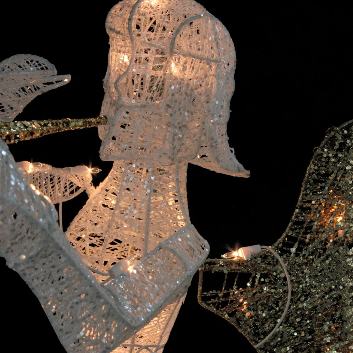 Lighted Glittered Trumpeting Angel Outdoor Christmas Decoration - 48" - Clear Lights