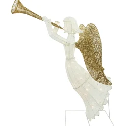 Lighted Glittered Trumpeting Angel Outdoor Christmas Decoration - 48