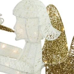 Lighted Glittered Trumpeting Angel Outdoor Christmas Decoration - 48
