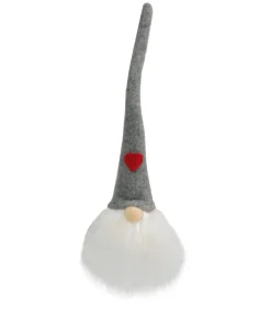 Lighted Gnome with Heart Hat Christmas Figure - 13" - Gray