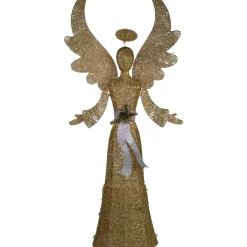 Lighted Golden Angel Christmas Decoration - 68" - Clear Lights