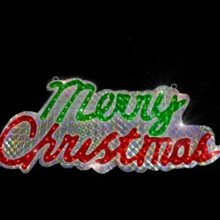 Lighted Holographic Merry Christmas Sign Outdoor Decoration - 45.5" - Multi Lights