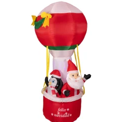 Lighted Inflatable Feliz Navidad Hot Air Balloon Outdoor Christmas Decoration - 7'