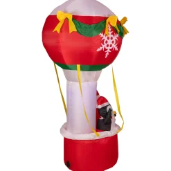 Lighted Inflatable Feliz Navidad Hot Air Balloon Outdoor Christmas Decoration - 7'
