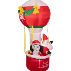 Lighted Inflatable Feliz Navidad Hot Air Balloon Outdoor Christmas Decoration - 7'