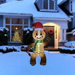 Lighted Inflatable Gingerbread Man Outdoor Christmas Decoration - 5'