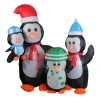 Lighted Inflatable Penguin Family Christmas Yard Art - 5' - Cool White Lights