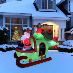 Lighted Inflatable Santa with Helicopter Outdoor Christmas Decoration -7'