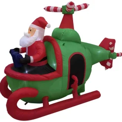 Lighted Inflatable Santa with Helicopter Outdoor Christmas Decoration -7'