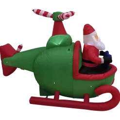 Lighted Inflatable Santa with Helicopter Outdoor Christmas Decoration -7'