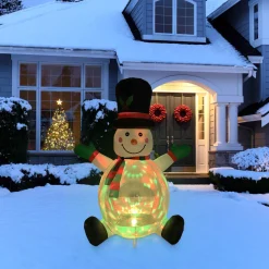 Lighted Inflatable Snowman with Top Hat Outdoor Christmas Decoration - 4'