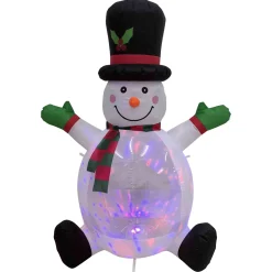 Lighted Inflatable Snowman with Top Hat Outdoor Christmas Decoration - 4'