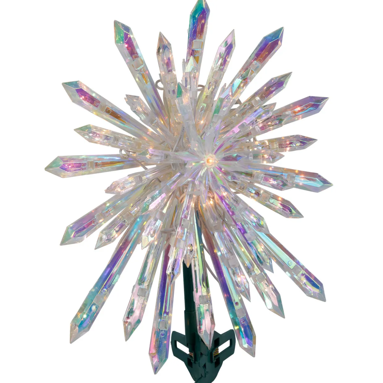 Lighted Iridescent Icicle Christmas Tree Topper - 14" - Clear Lights