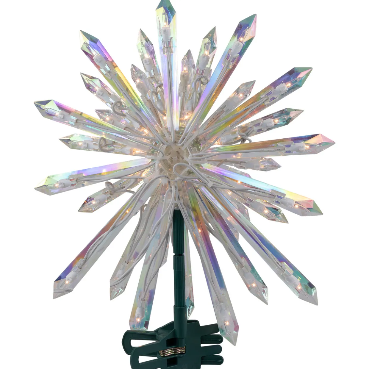 Lighted Iridescent Icicle Christmas Tree Topper - 14" - Clear Lights