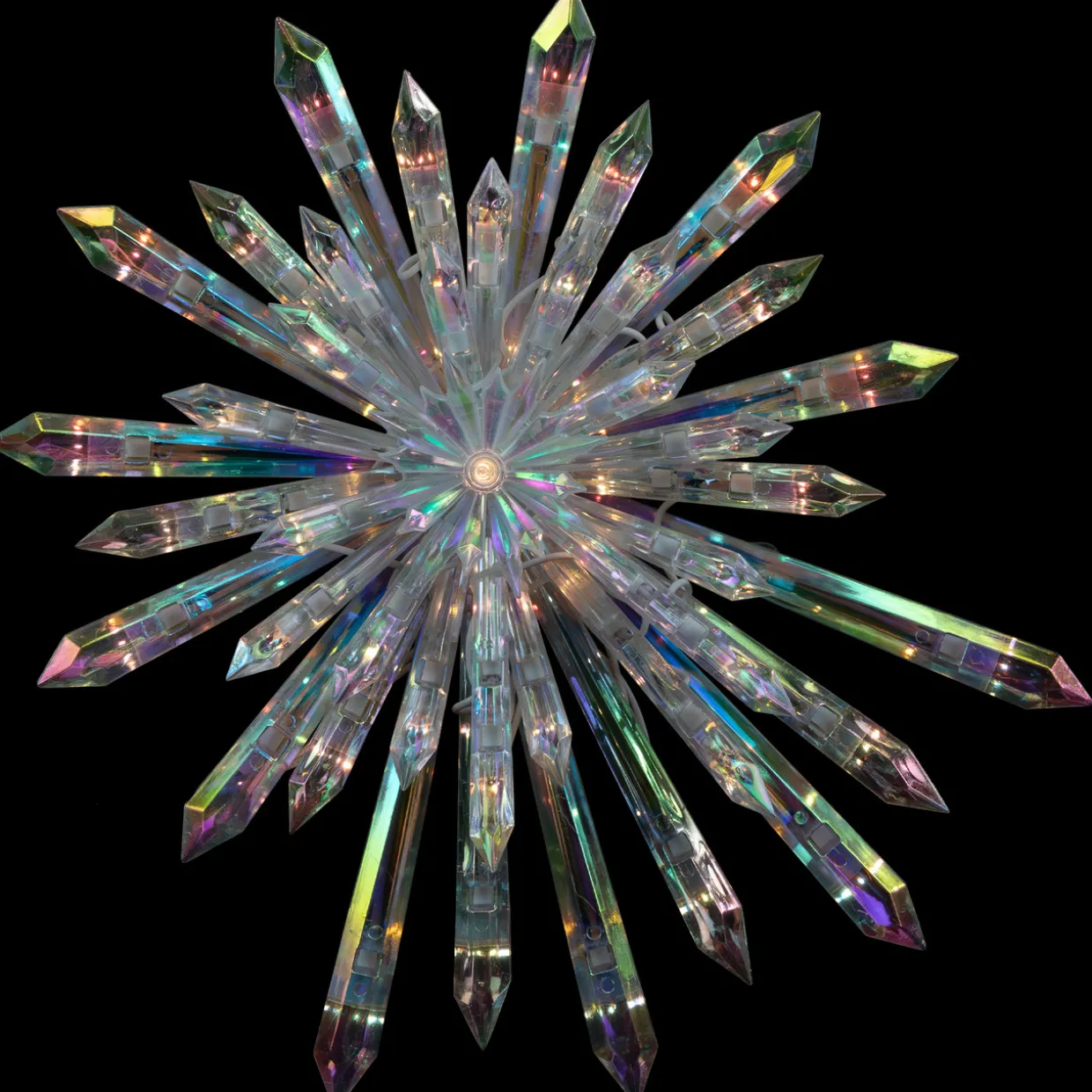 Lighted Iridescent Icicle Christmas Tree Topper - 14" - Clear Lights