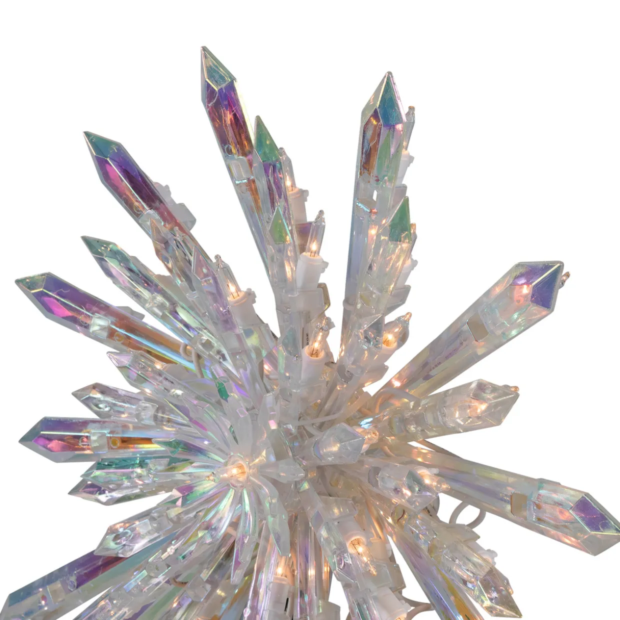 Lighted Iridescent Icicle Christmas Tree Topper - 14" - Clear Lights