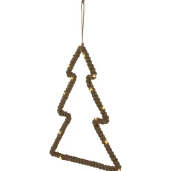 Lighted Jute Wrapped Pine Tree Silhouette Hanging Christmas Decoration - 14