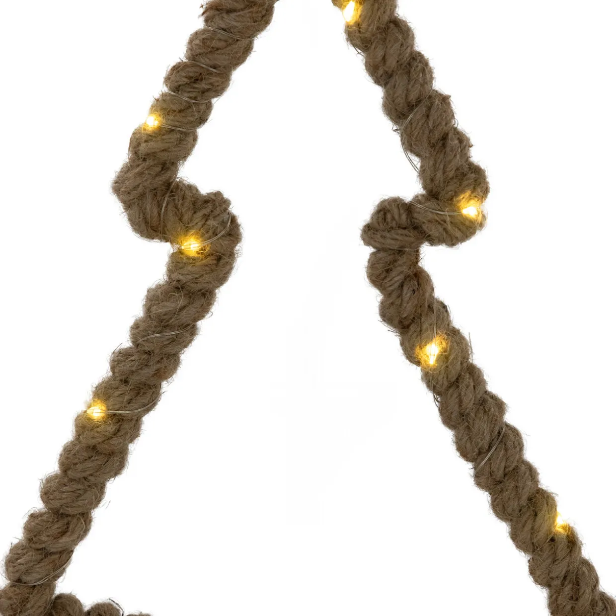 Lighted Jute Wrapped Pine Tree Silhouette Hanging Christmas Decoration - 14"