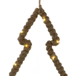 Lighted Jute Wrapped Pine Tree Silhouette Hanging Christmas Decoration - 14