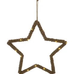 Lighted Jute Wrapped Star Silhouette Christmas Hanging Decoration - 11.5"