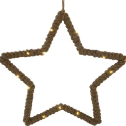 Lighted Jute Wrapped Star Silhouette Christmas Hanging Decoration - 11.5