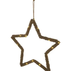 Lighted Jute Wrapped Star Silhouette Christmas Hanging Decoration - 11.5
