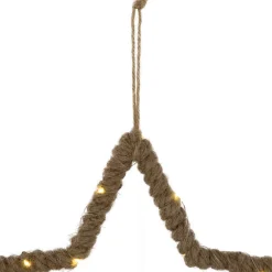 Lighted Jute Wrapped Star Silhouette Christmas Hanging Decoration - 11.5