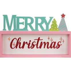 Lighted "Merry Christmas" Shadow Box Christmas Tree Decoration - 10" - Multicolor