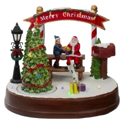 Lighted "Merry Christmas" Winter Scene with Music and a Turning Tree - 8"