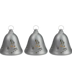 Lighted Musical Bells Christmas Decorations - 6.5" - Silver - Warm White - Set of 3