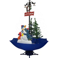 Lighted Musical Snowing Let it Snow Snowmen in Umbrella Base Christmas Decoration - 5.5'
