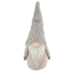 Lighted Nose and Plush Hat Christmas Gnome Decoration - 10"