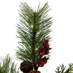 Lighted Pinecone, Berry and Pine Christmas Spray - 27