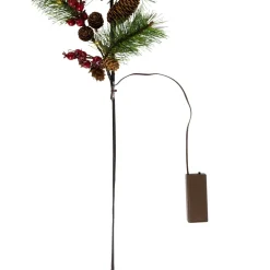 Lighted Pinecone, Berry and Pine Christmas Spray - 27