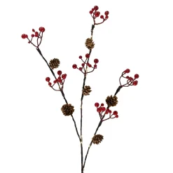 Lighted Pinecones and Berries Christmas Spray - 29
