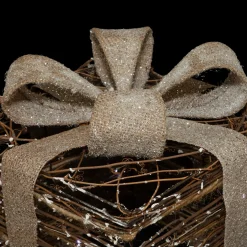 Lighted Rattan Gift Boxes with Burlap Bows Christmas Decorations - 9
