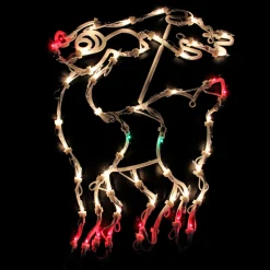 Lighted Reindeer Christmas Window Silhouette - 18" - White - Multicolor Lights