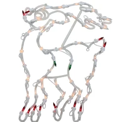 Lighted Reindeer Christmas Window Silhouette - 18" - White - Multicolor Lights