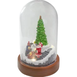Lighted Santa and Christmas Tree Cloche Style Decoration - 7