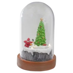 Lighted Santa and Christmas Tree Cloche Style Decoration - 7