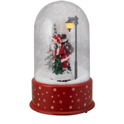 Lighted Santa with Street Light Snowing Christmas Globe - 11.75"