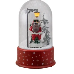Lighted Santa with Street Light Snowing Christmas Globe - 11.75