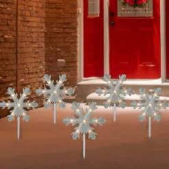 Lighted Snowflake Christmas Pathway Markers - 14.25" - 5ct