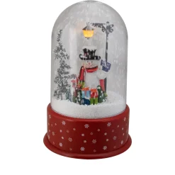Lighted Snowman with Street Light Snowing Christmas Globe - 11.75"