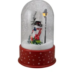 Lighted Snowman with Street Light Snowing Christmas Globe - 11.75
