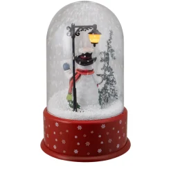 Lighted Snowman with Street Light Snowing Christmas Globe - 11.75
