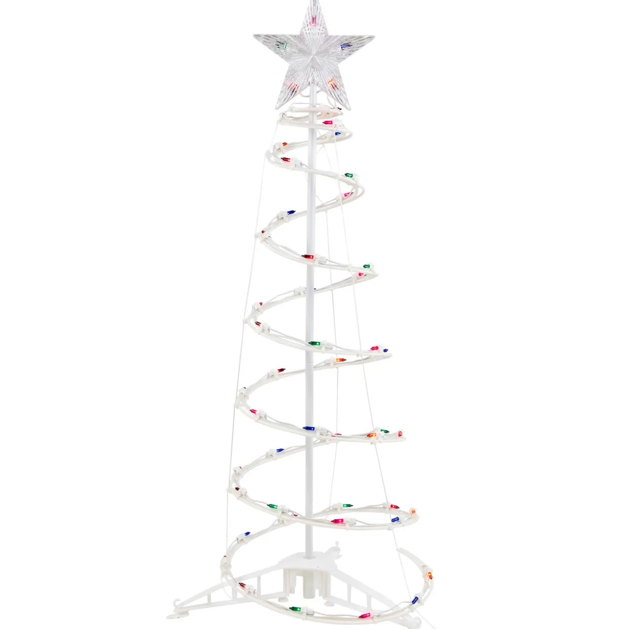 Lighted Spiral Cone Tree Outdoor Christmas Decoration - 3' - White - Multi Lights