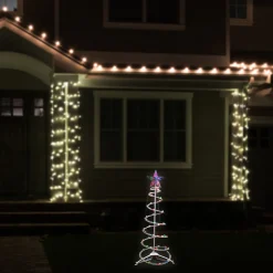 Lighted Spiral Cone Tree Outdoor Christmas Decoration - 3' - White - Multi Lights