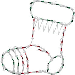 Lighted Stocking Silhouette Window Christmas Decoration - 18" - Red and Green