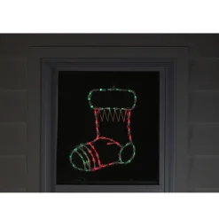 Lighted Stocking Silhouette Window Christmas Decoration - 18